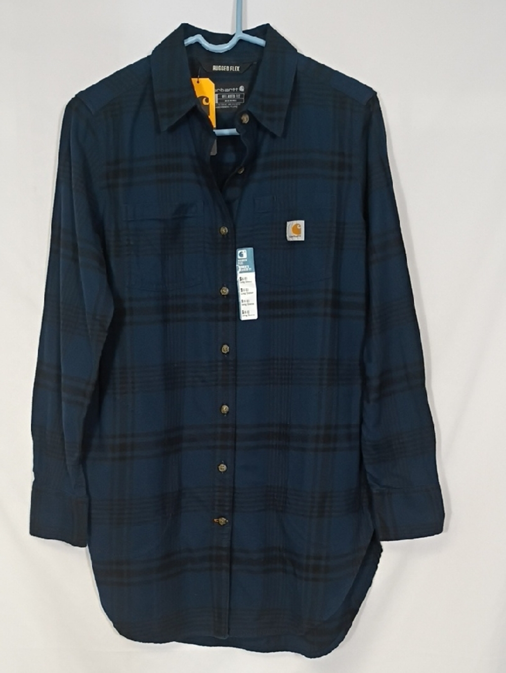 NWT Carhartt Basil Heather Women's Rugged Flex Relaxed Fit Flannel Tunic Size S
